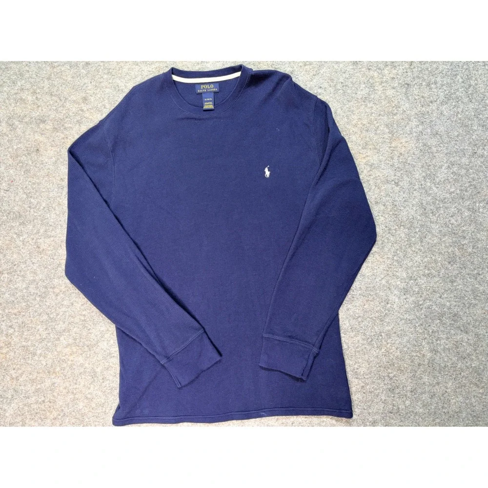 Polo Ralph Lauren Mens XL Blue Long Sleeve Cotton Thermal Waffle Knit‎ Shirt Top